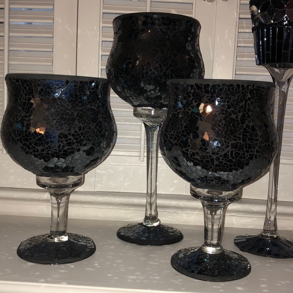 Black crackle candle holders - Picture 2 of 8